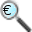 Image d' une loupe légérement penché sur la gauche, au travers de laquelle on peut lire le symbole €.